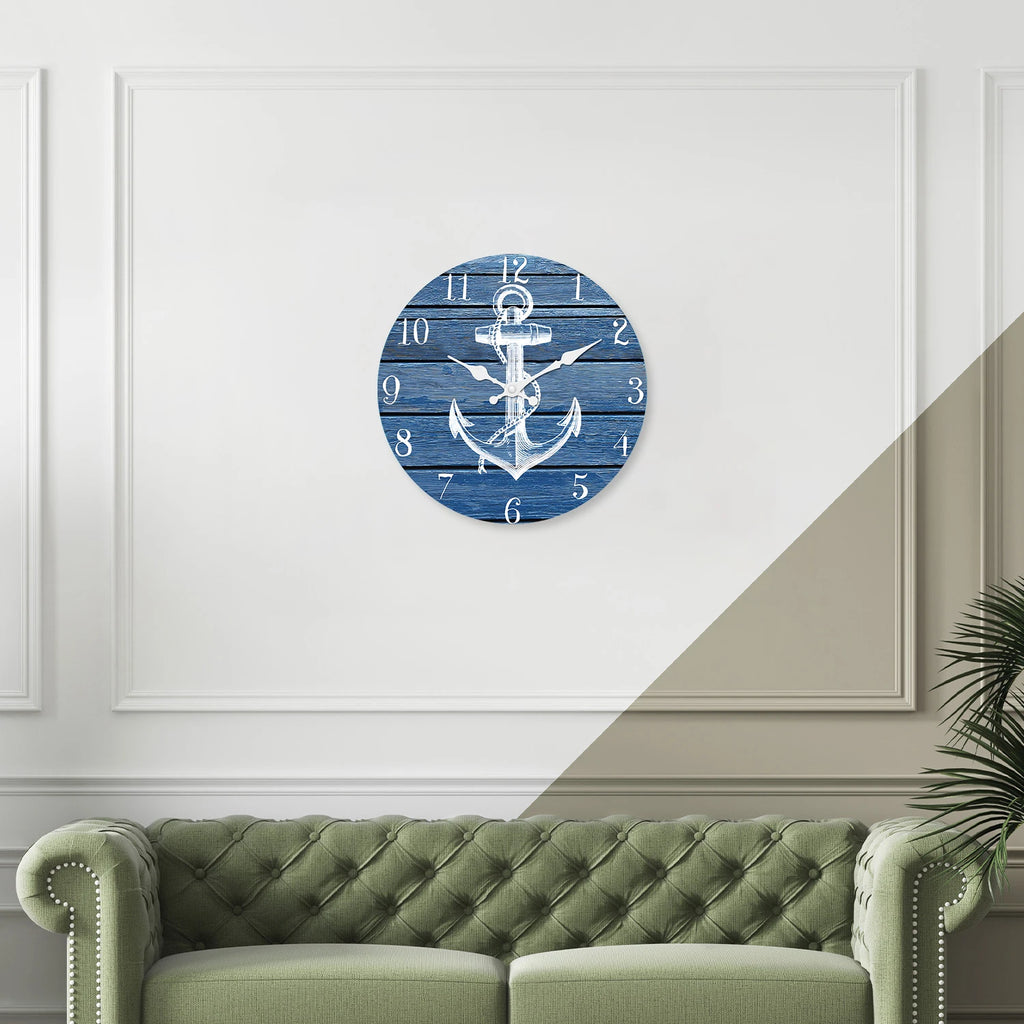 שעון קיר עץ בעיצוב ימי