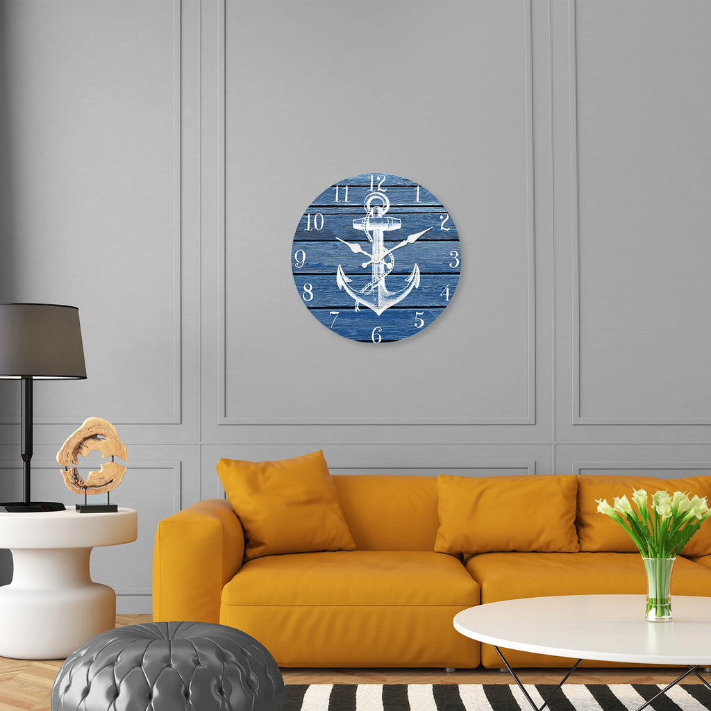 שעון קיר עץ בעיצוב ימי
